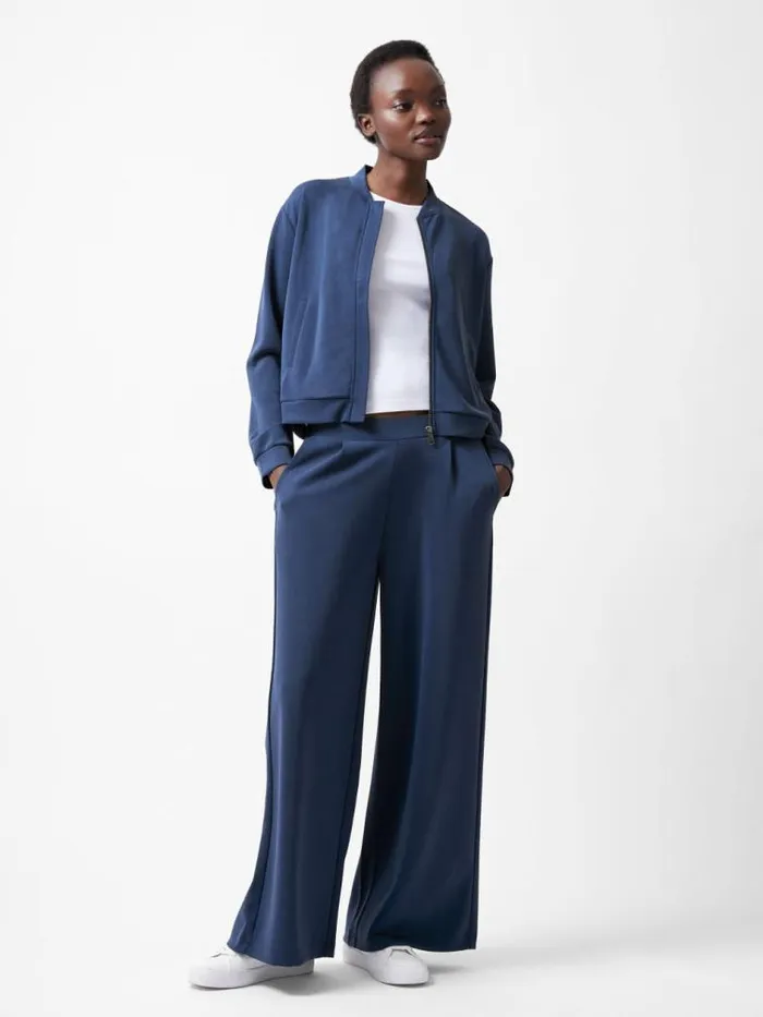 French Connection Wren Zip Through Bomber Jacket Midnight Blue Women Coats and Jackets
