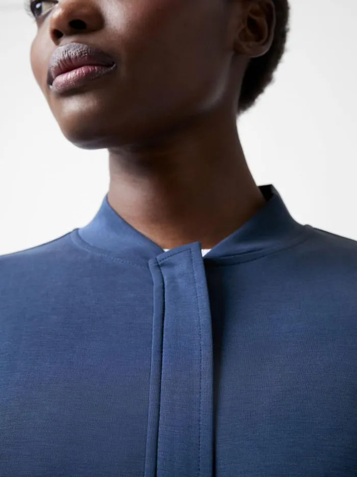 French Connection Wren Zip Through Bomber Jacket Midnight Blue Women Coats and Jackets