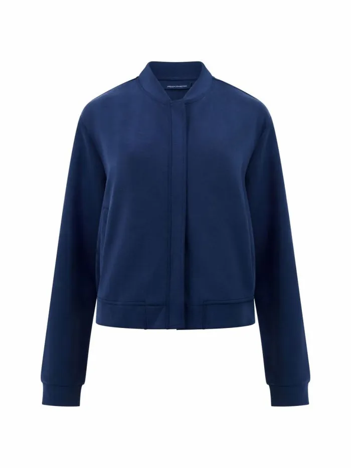 French Connection Wren Zip Through Bomber Jacket Midnight Blue Women Coats and Jackets