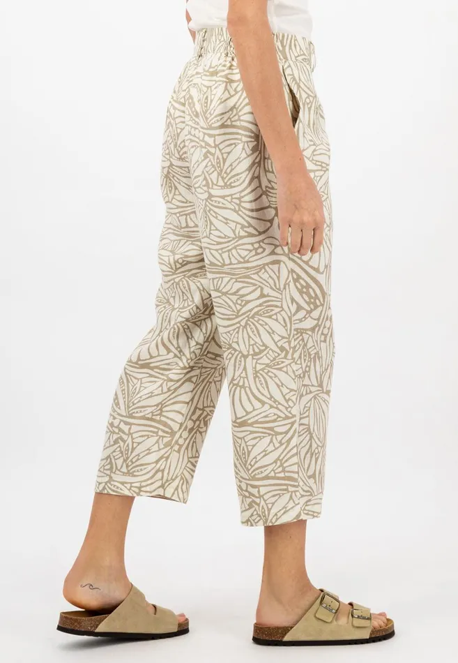 FYNCHHATTON 78 Linen Pants With Botanical Print Safari Beigereed Green Women Pants FYNCHHATTON 78 Linen Pants With Botanical Print Safari Beigereed Green Women Pants