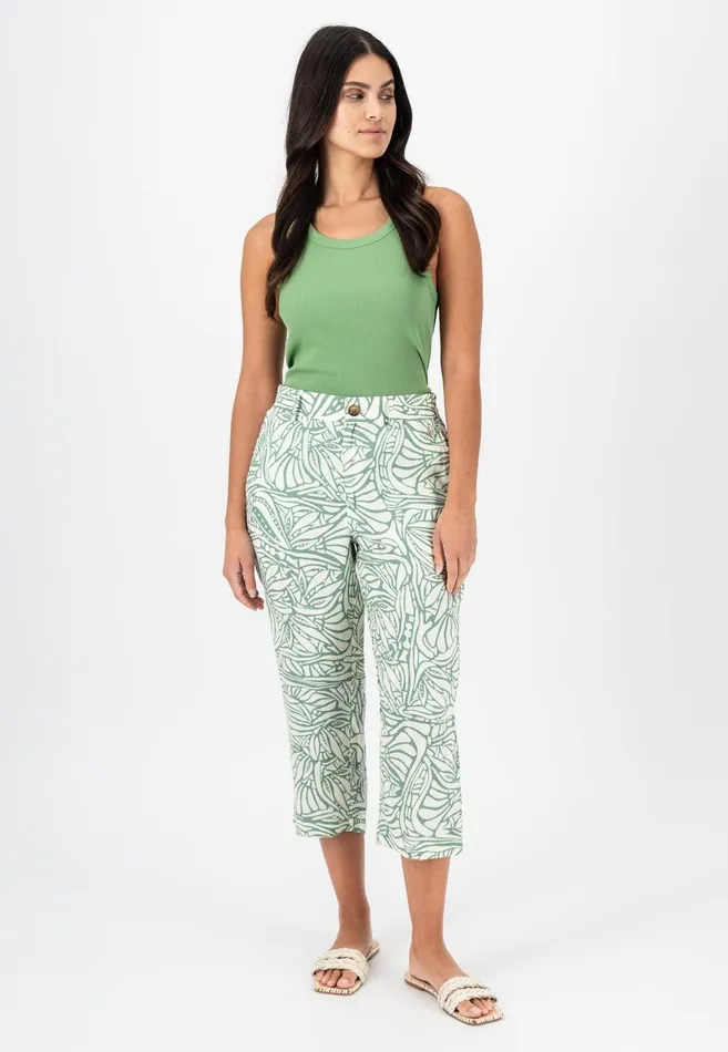 FYNCHHATTON 78 Linen Pants With Botanical Print Safari Beigereed Green Women Pants FYNCHHATTON 78 Linen Pants With Botanical Print Safari Beigereed Green Women Pants