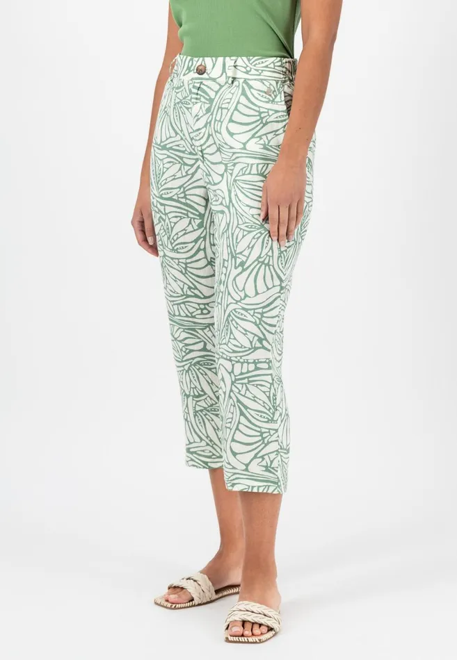 FYNCHHATTON 78 Linen Pants With Botanical Print Safari Beigereed Green Women Pants FYNCHHATTON 78 Linen Pants With Botanical Print Safari Beigereed Green Women Pants