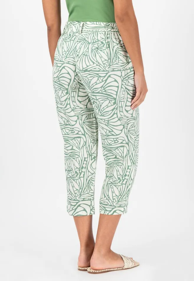 FYNCHHATTON 78 Linen Pants With Botanical Print Safari Beigereed Green Women Pants FYNCHHATTON 78 Linen Pants With Botanical Print Safari Beigereed Green Women Pants