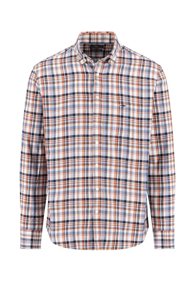FYNCHHATTON Checked Shirt Made Of Fine Cotton Winter Whitenavyflame Men Shirts