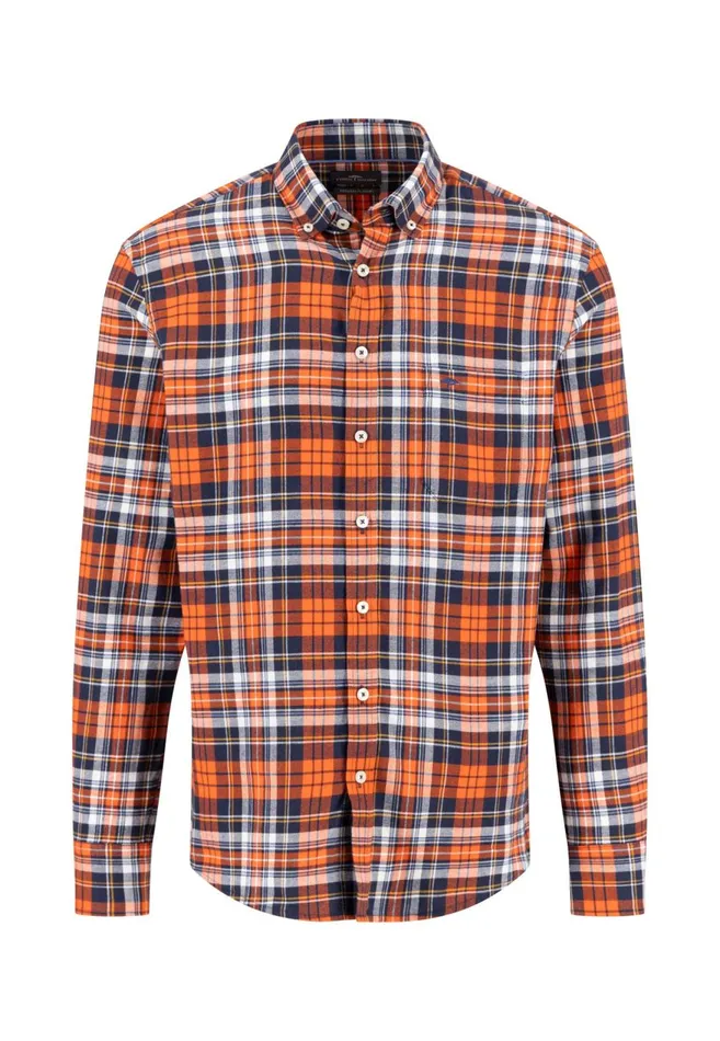 FYNCHHATTON Checked Shirt Made Of Fine Cotton Winter Whitenavyflame Men Shirts FYNCHHATTON Checked Shirt Made Of Fine Cotton Winter Whitenavyflame Men Shirts