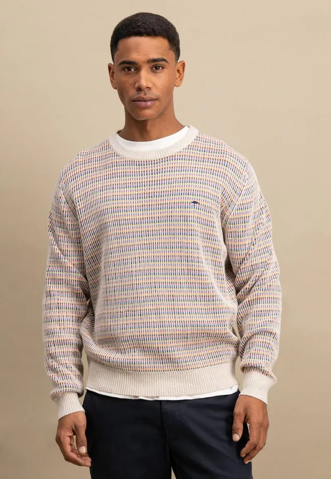 FYNCHHATTON Cotton Knitting Sweater With Stripes New Offwhite Men Sweater