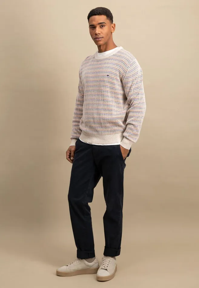 FYNCHHATTON Cotton Knitting Sweater With Stripes New Offwhite Men Sweater