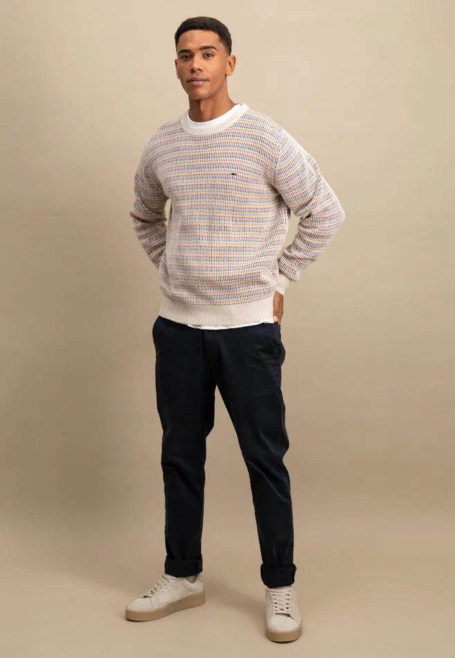 FYNCHHATTON Cotton Knitting Sweater With Stripes New Offwhite Men Sweater