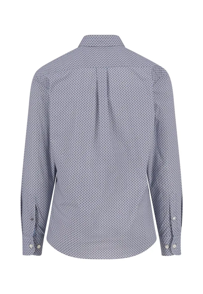 FYNCHHATTON Cotton Shirt With A Point Look Cloud Bluenavywhitehazel Men Shirts