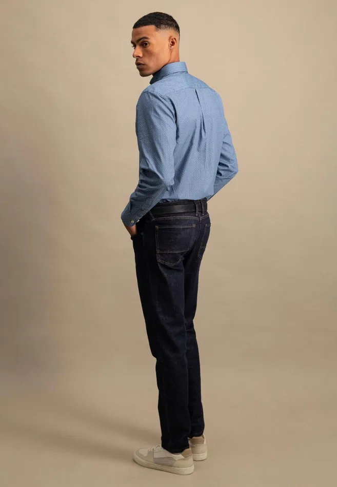 FYNCHHATTON Cotton Shirt With A Point Look Cloud Bluenavywhitehazel Men Shirts
