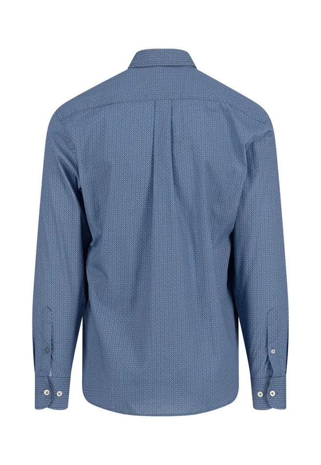 FYNCHHATTON Cotton Shirt With A Point Look Cloud Bluenavywhitehazel Men Shirts