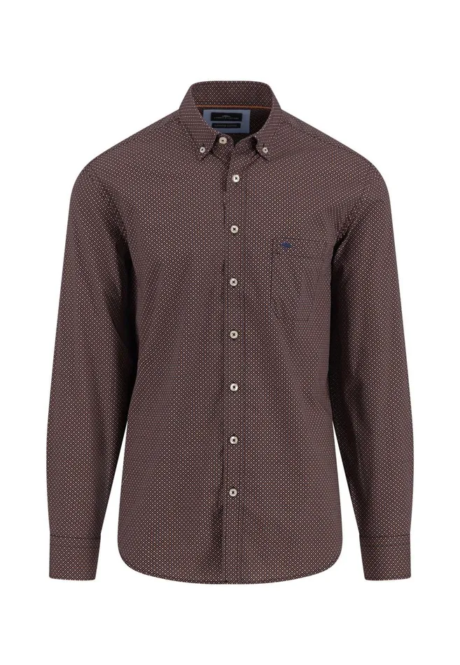 FYNCHHATTON Cotton Shirt With A Point Look Cloud Bluenavywhitehazel Men Shirts