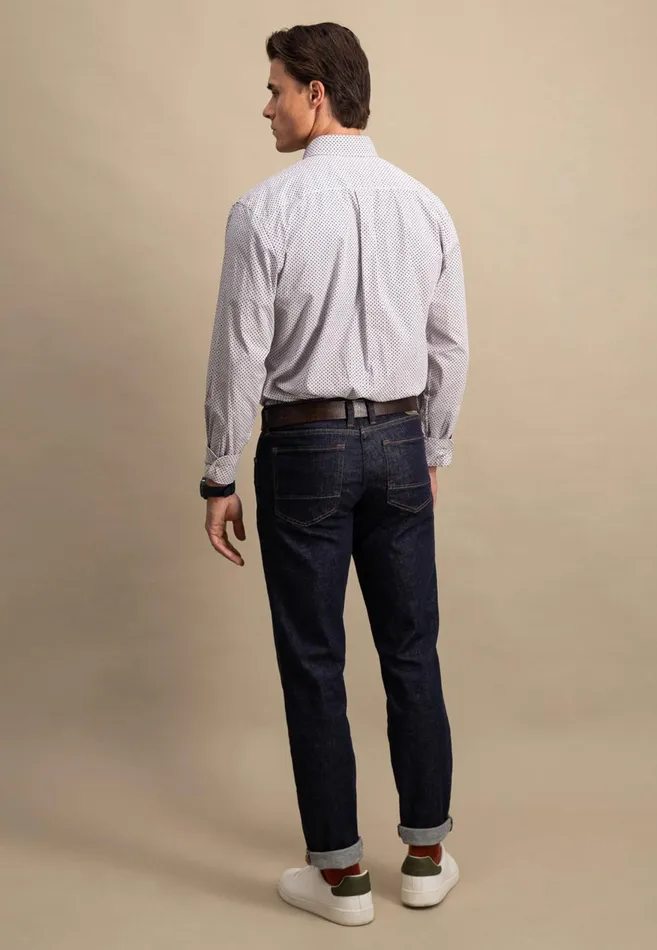 FYNCHHATTON Cotton Shirt With A Point Look Cloud Bluenavywhitehazel Men Shirts