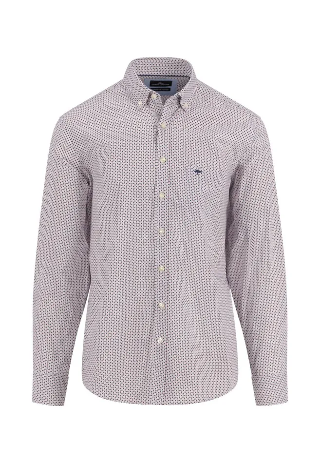 FYNCHHATTON Cotton Shirt With A Point Look Cloud Bluenavywhitehazel Men Shirts