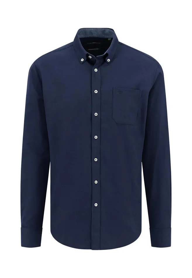 FYNCHHATTON Cotton Shirt With Buttondown Collar Cloud Bluenavycharcoal Men Shirts
