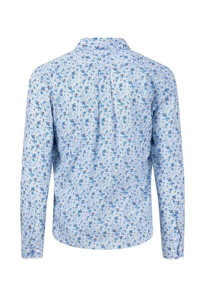 FYNCHHATTON Cotton Shirt With Floral Print Rustvibrant Bluelight Khaki Men Shirts