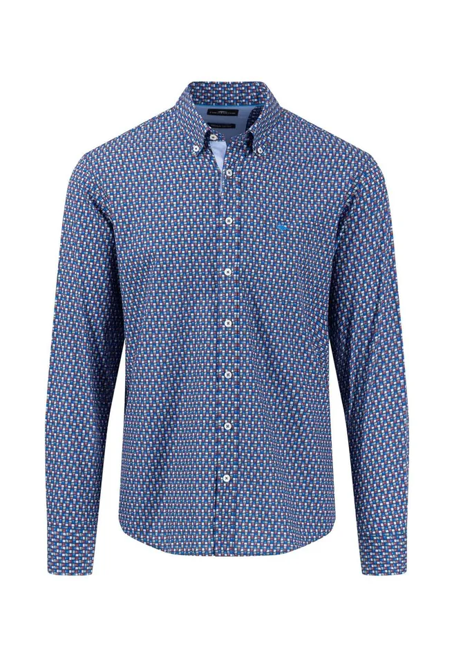 FYNCHHATTON Cotton Shirt With Floral Print Rustvibrant Bluelight Khaki Men Shirts