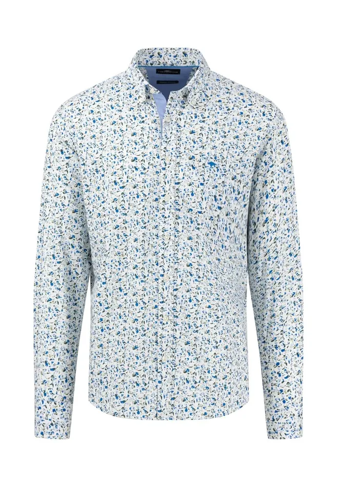 FYNCHHATTON Cotton Shirt With Floral Print Rustvibrant Bluelight Khaki Men Shirts