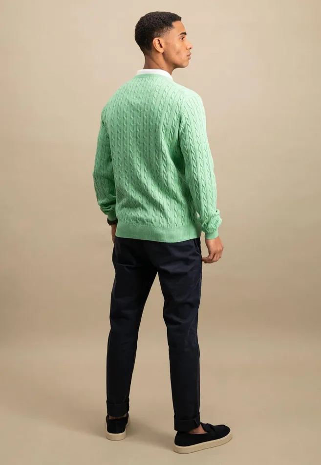 FYNCHHATTON Cotton Sweater With A Cable Knit Pattern Poppy Redstrong Bluenew Offwhiteturf Greennavy Men Sweater