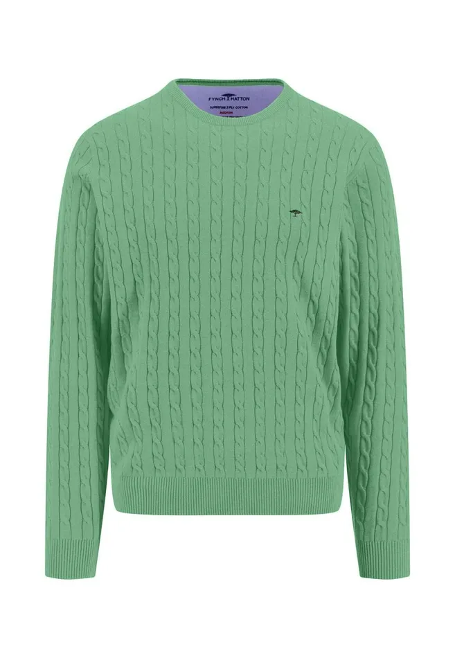 FYNCHHATTON Cotton Sweater With A Cable Knit Pattern Poppy Redstrong Bluenew Offwhiteturf Greennavy Men Sweater