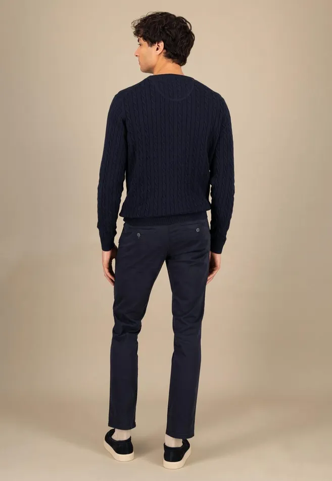 FYNCHHATTON Cotton Sweater With A Cable Knit Pattern Poppy Redstrong Bluenew Offwhiteturf Greennavy Men Sweater