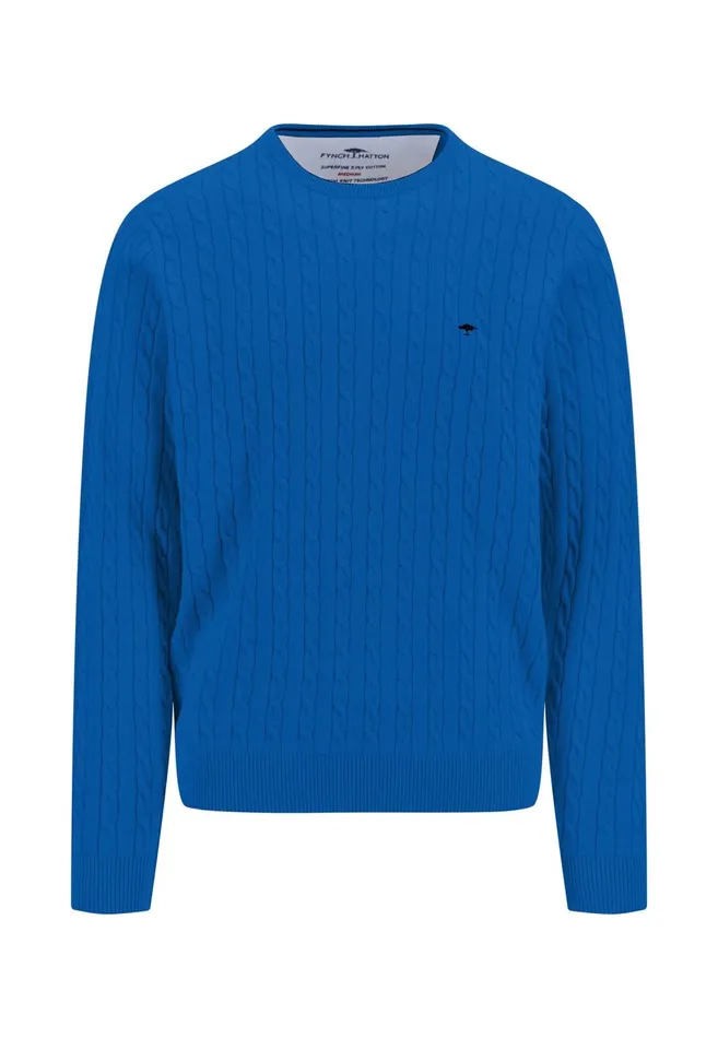 FYNCHHATTON Cotton Sweater With A Cable Knit Pattern Poppy Redstrong Bluenew Offwhiteturf Greennavy Men Sweater