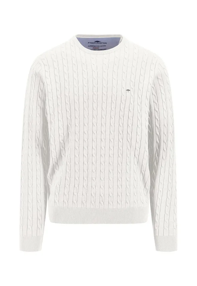FYNCHHATTON Cotton Sweater With A Cable Knit Pattern Poppy Redstrong Bluenew Offwhiteturf Greennavy Men Sweater