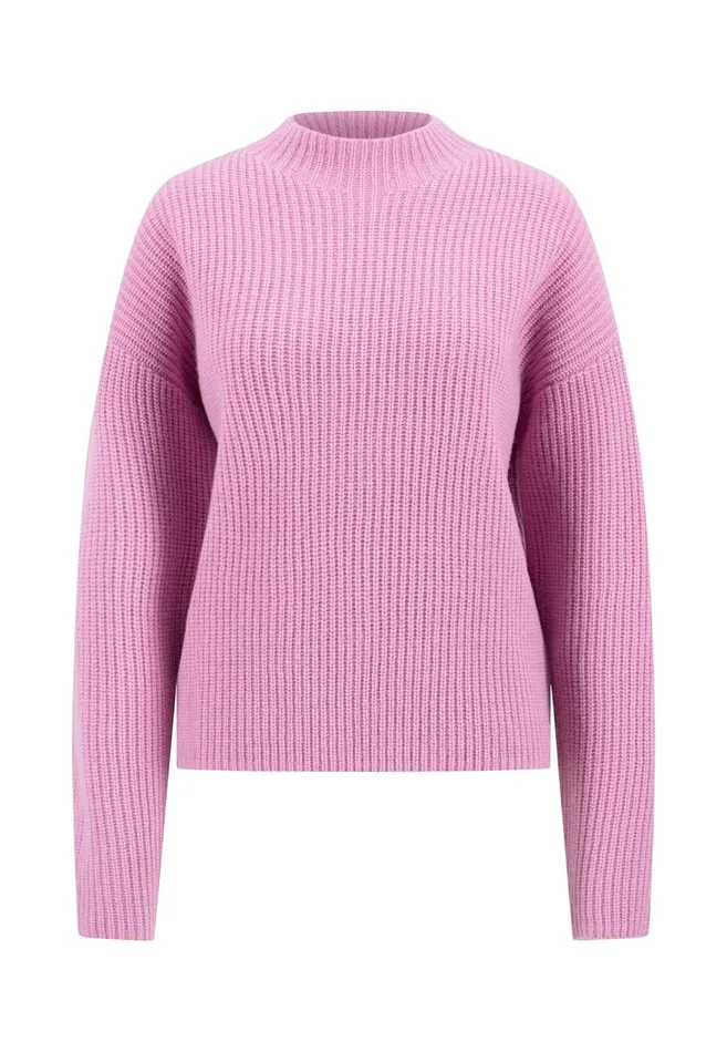 FYNCHHATTON Knitting Sweater Made Of Wool With A Stand up Collar Mauve Rosemodern Plumsilver Gray Women Sweater