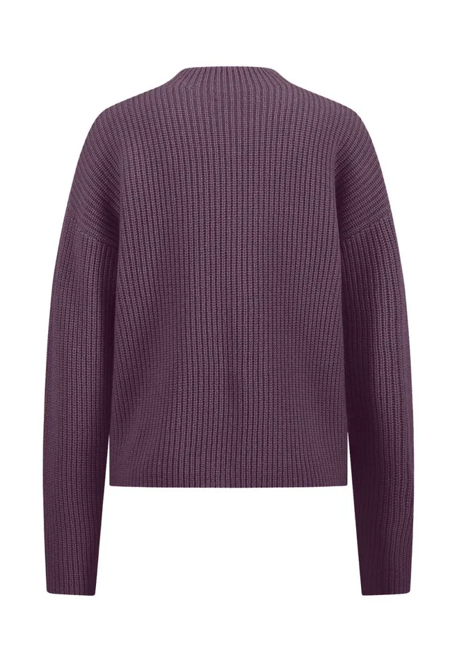 FYNCHHATTON Knitting Sweater Made Of Wool With A Stand up Collar Mauve Rosemodern Plumsilver Gray Women Sweater