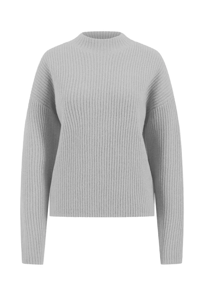 FYNCHHATTON Knitting Sweater Made Of Wool With A Stand up Collar Mauve Rosemodern Plumsilver Gray Women Sweater