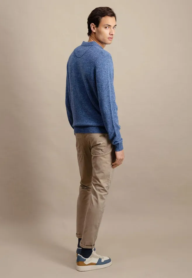 FYNCHHATTON Long Arm Knitting Polo Shirt Made Of KashmirWollmix Steelnight Men Sale