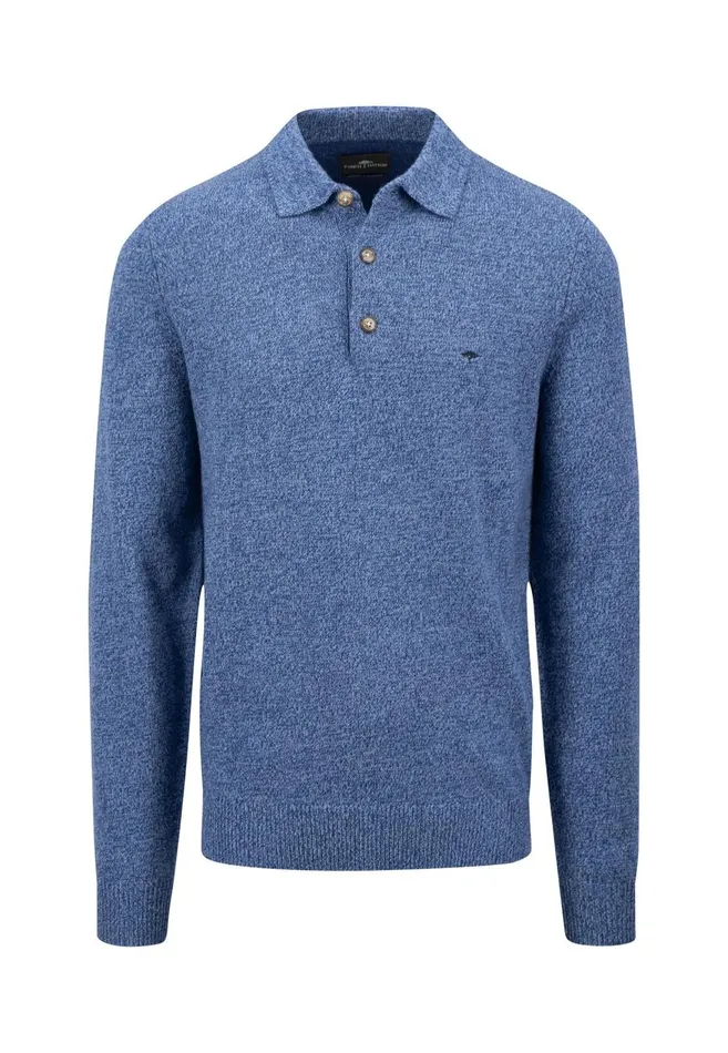 FYNCHHATTON Long Arm Knitting Polo Shirt Made Of KashmirWollmix Steelnight Men Sale