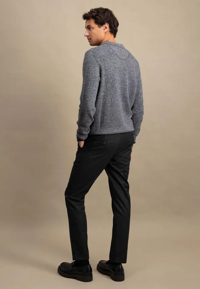 FYNCHHATTON Long Arm Knitting Polo Shirt Made Of KashmirWollmix Steelnight Men Sale