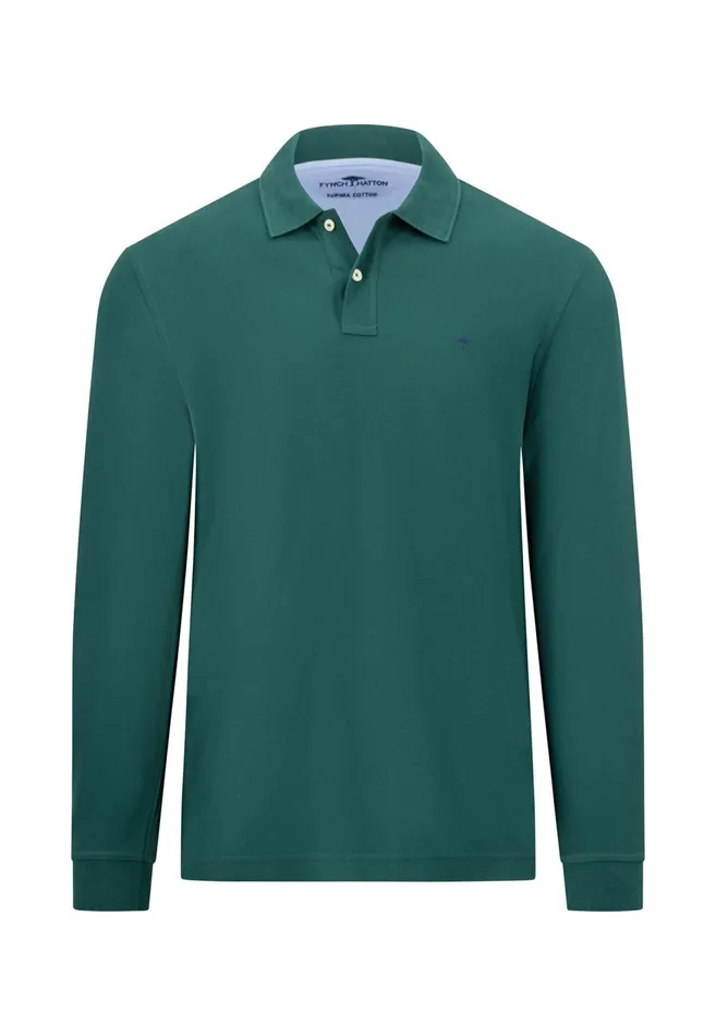 FYNCHHATTON Long Arm Polo Shirt Made Of Cotton Navyasphaltdark Emeraldrustruby Redcloud Bluemidnightlight Khaki Men Polo Shirt