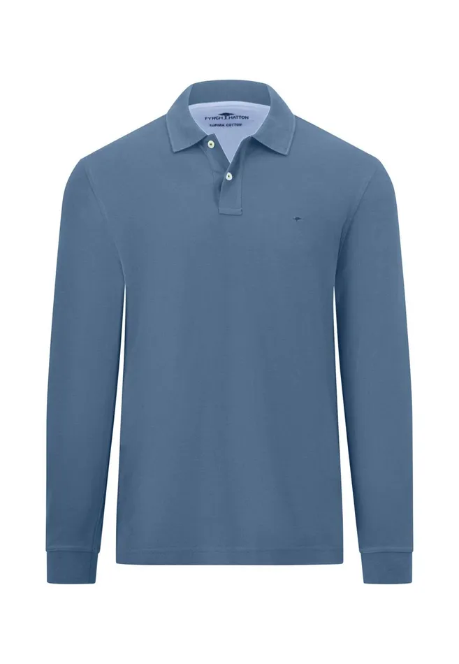 FYNCHHATTON Long Arm Polo Shirt Made Of Cotton Navyasphaltdark Emeraldrustruby Redcloud Bluemidnightlight Khaki Men Polo Shirt