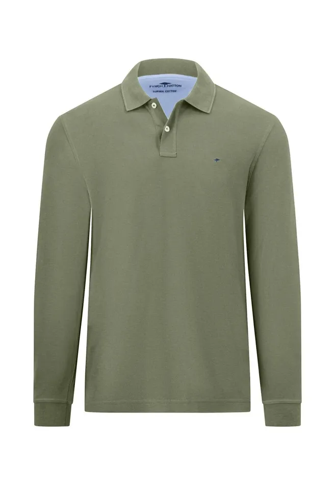 FYNCHHATTON Long Arm Polo Shirt Made Of Cotton Navyasphaltdark Emeraldrustruby Redcloud Bluemidnightlight Khaki Men Polo Shirt