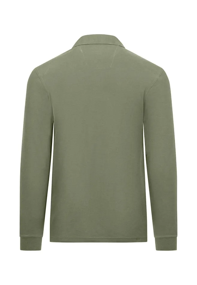 FYNCHHATTON Long Arm Polo Shirt Made Of Cotton Navyasphaltdark Emeraldrustruby Redcloud Bluemidnightlight Khaki Men Polo Shirt