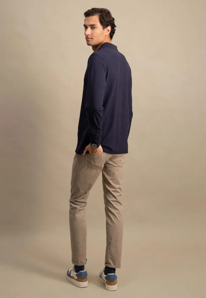 FYNCHHATTON Long Arm Polo Shirt Made Of Cotton Navyasphaltdark Emeraldrustruby Redcloud Bluemidnightlight Khaki Men Polo Shirt