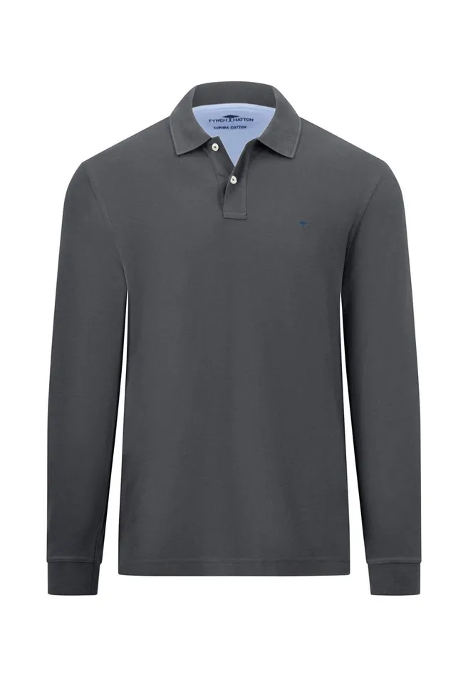 FYNCHHATTON Long Arm Polo Shirt Made Of Cotton Navyasphaltdark Emeraldrustruby Redcloud Bluemidnightlight Khaki Men Polo Shirt
