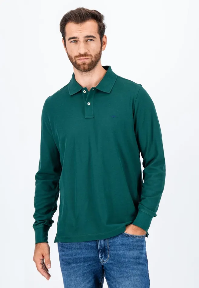FYNCHHATTON Long Arm Polo Shirt Made Of Cotton Navyasphaltdark Emeraldrustruby Redcloud Bluemidnightlight Khaki Men Polo Shirt