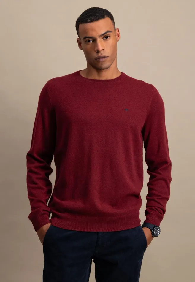 FYNCHHATTON Merinocashmere Sweater With A Round Neckline Cloud Bluenightlight Khakidark Emeraldgrass Greennavy Men Sweater