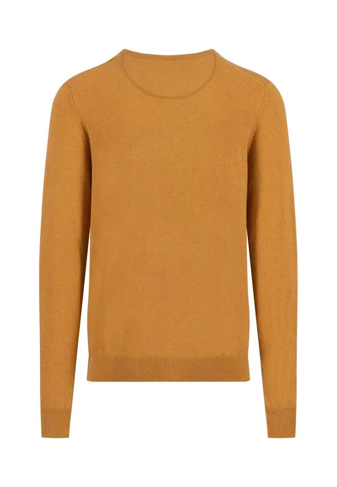 FYNCHHATTON Merinocashmere Sweater With A Round Neckline Cloud Bluenightlight Khakidark Emeraldgrass Greennavy Men Sweater