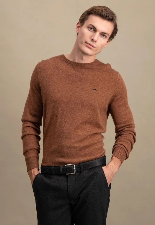 FYNCHHATTON Merinocashmere Sweater With A Round Neckline Cloud Bluenightlight Khakidark Emeraldgrass Greennavy Men Sweater