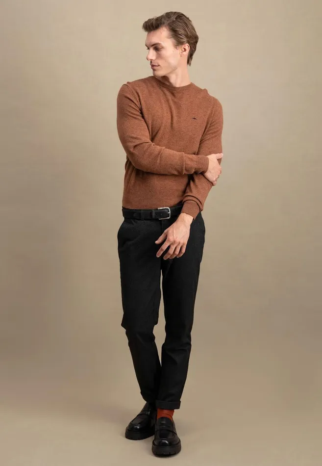 FYNCHHATTON Merinocashmere Sweater With A Round Neckline Cloud Bluenightlight Khakidark Emeraldgrass Greennavy Men Sweater