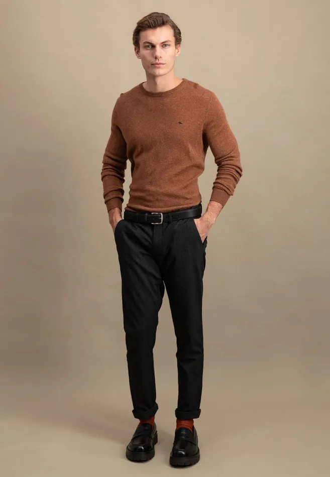 FYNCHHATTON Merinocashmere Sweater With A Round Neckline Cloud Bluenightlight Khakidark Emeraldgrass Greennavy Men Sweater