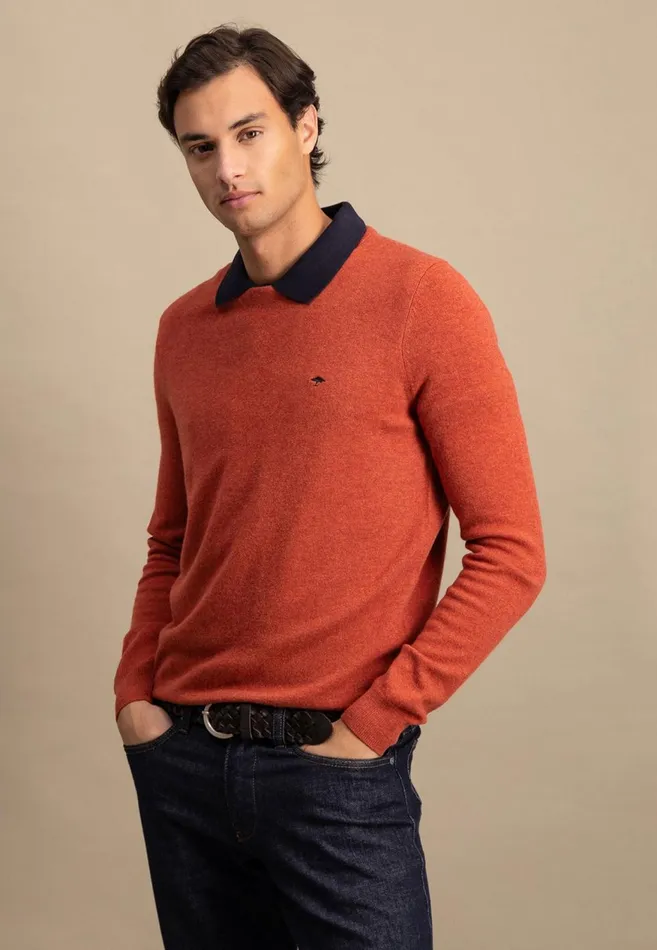 FYNCHHATTON Merinocashmere Sweater With A Round Neckline Cloud Bluenightlight Khakidark Emeraldgrass Greennavy Men Sweater