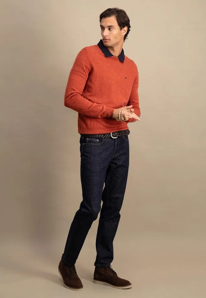 FYNCHHATTON Merinocashmere Sweater With A Round Neckline Cloud Bluenightlight Khakidark Emeraldgrass Greennavy Men Sweater