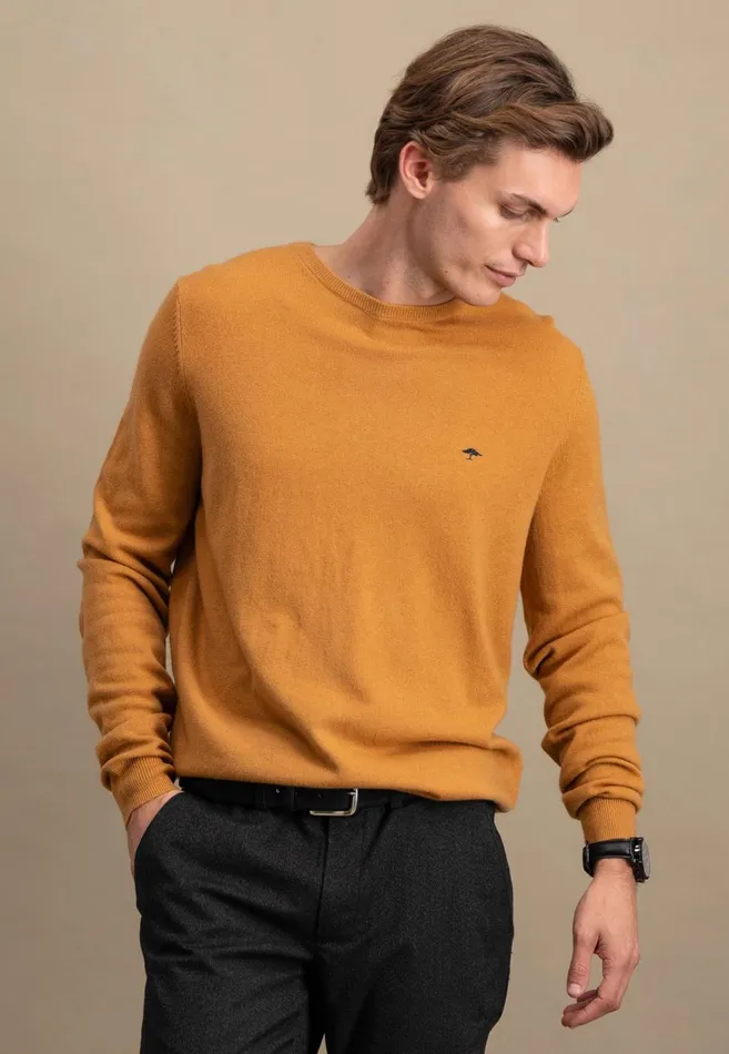 FYNCHHATTON Merinocashmere Sweater With A Round Neckline Cloud Bluenightlight Khakidark Emeraldgrass Greennavy Men Sweater