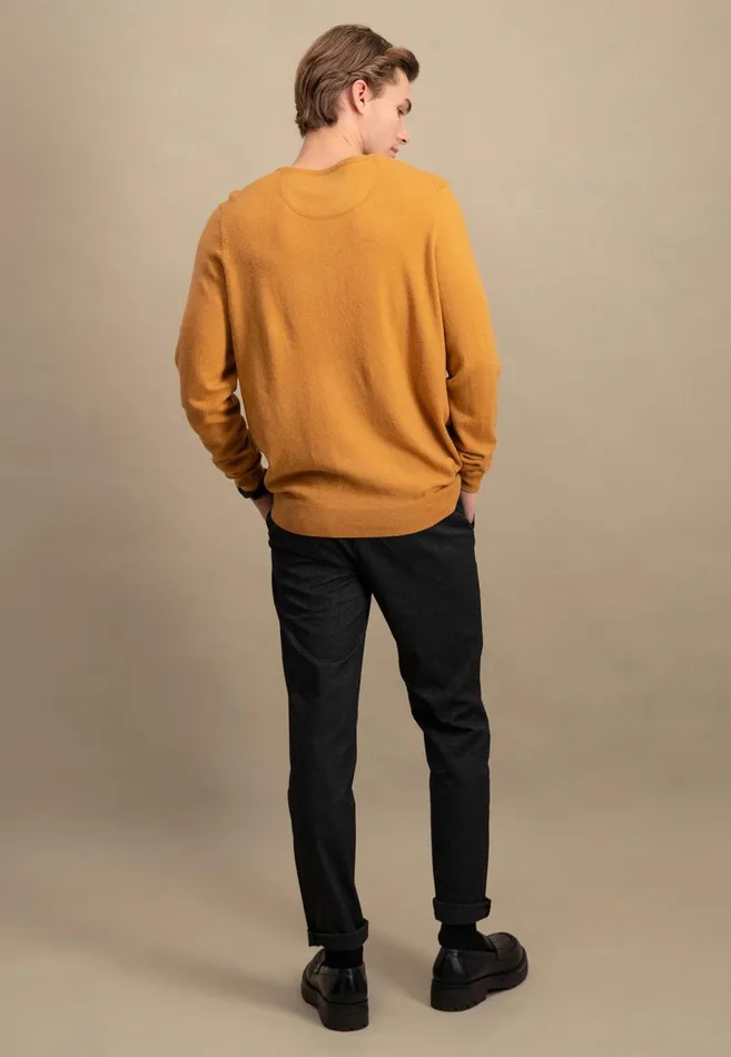 FYNCHHATTON Merinocashmere Sweater With A Round Neckline Cloud Bluenightlight Khakidark Emeraldgrass Greennavy Men Sweater
