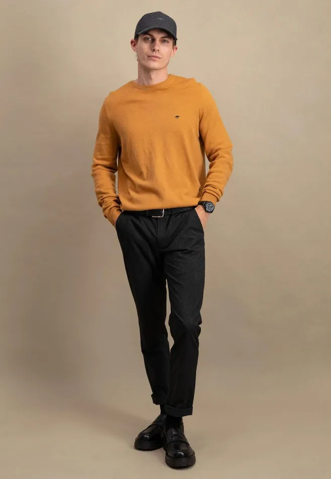 FYNCHHATTON Merinocashmere Sweater With A Round Neckline Cloud Bluenightlight Khakidark Emeraldgrass Greennavy Men Sweater